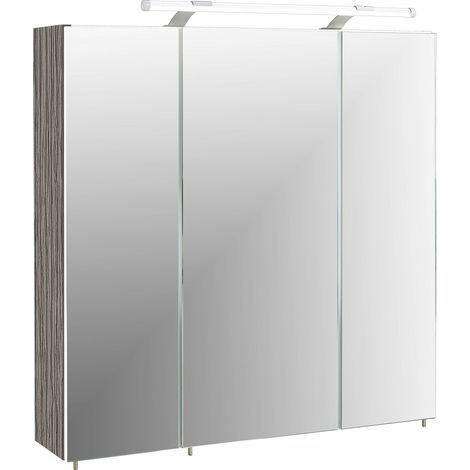 Armoire De Toilette À Miroir, Décor Frêne Gris, 70,0 x 16,0 x 75,0 cm (1/5)
