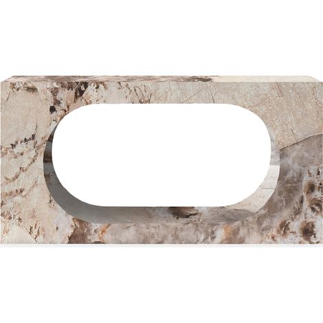 MANYA - Console rectangulaire marbre d'ingénierie beige et marron (1/4)