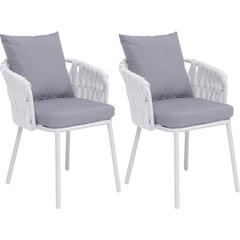 Lot de 2 chaises de salle à manger en aluminium HWC-P89, chaise d'intérieur avec accoudoirs, tissu ( (1/3)