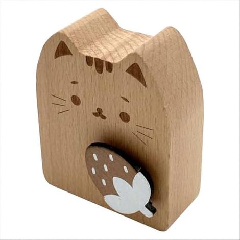 Boîte à musique Wood Cat à remontoir, mécanisme rotatif, mouvement musical B (1/5)