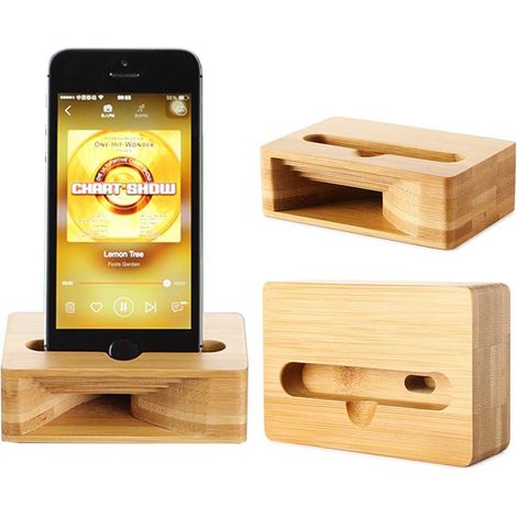 Support Haut-Parleur Bois - Amplificateur Son Naturel Pour Smartphone - Support Téléphone Vertical Bureau Maison - 1 Pièce