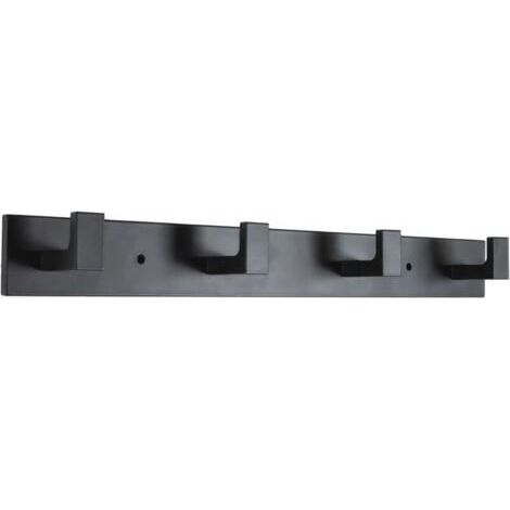 Porte-manteau mural, 4 crochets muraux, porte-manteau mural en acier inoxydable, porte-manteau mural robuste avec crochets (noir brillant, 4 crochets) (1/5)