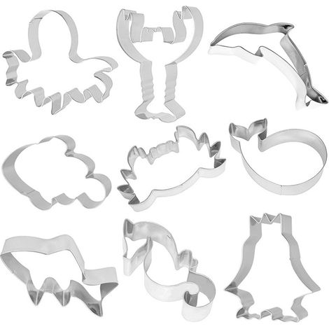 Emporte-pièces en acier inoxydable en forme de costume d'animal marin, moules pour biscuits, fournitures et cadeaux de fête d'anniversaire pour enfants (1/5)