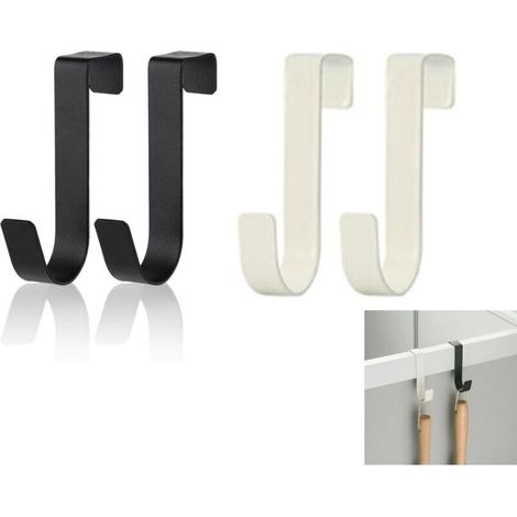 4pcs Universal Waterproof Stainless Steel Over Door Hooks for Bathroom Frameless Glass Door 7cm Black White (1/4)