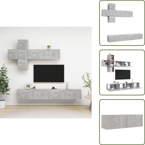 The Living Store Set de muebles de salón 7 pzas madera ingeniería gris hormigón - Muebles de TV