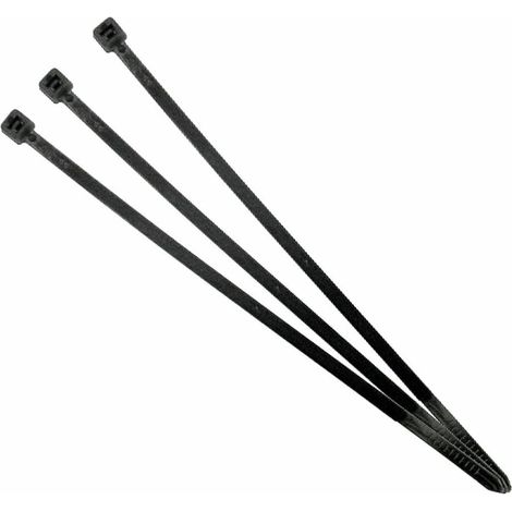 Lot de 100 serre-câbles en nylon noir de 7,5 x 750 mm pour le serrage et l'organisation des câbles dans les installations électriques et domestiques.