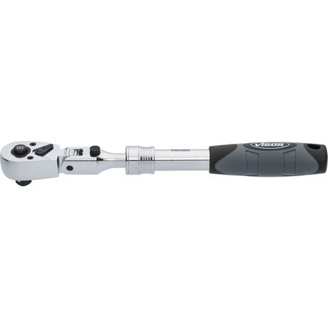 VIGOR Teleskop Gelenk-Umschaltknarre, V6638N, 3/8 Zoll (10 mm) Vierkant, 350 mm (1/5)