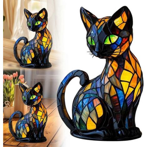 Lampe vintage en forme de chat, en résine teintée, pour les amoureux des animaux. Lampe vintage (1/5)