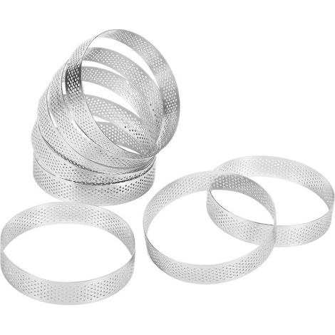 8-teiliges Set Kuchenmousse-Ringe, runde, doppelt gerollte Tarteringe, Metallform 10 cm