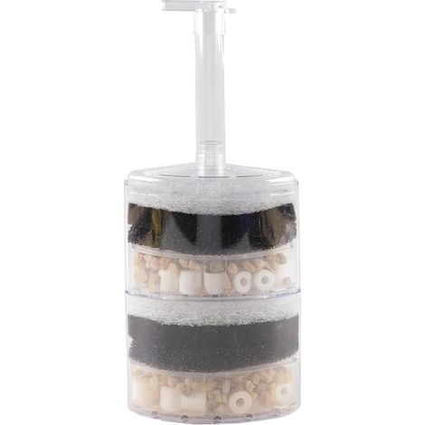 Filtre Éponge D'angle Pour Aquarium, Pour Bettas, Crevettes Et Petits Poissons, Filtre En Mousse Biologique Avec Pierres Naturelles, Graviers Et Anneaux En Céramique (1/4)