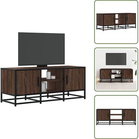 Mobile da camera - vidaXL Mobile TV Rovere Marrone 100x35x41 cm Legno Multistrato Metallo - Mobile in legno