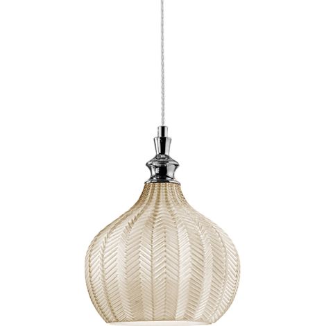 Lampada a Sospensione Cleofe S/11 Ocra - Montatura in Metallo Cromo con Vetro Ocra Trasparente 1xE27 Max 60W IP20 - Gealuce (1/3)