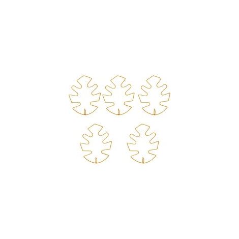 Lot de 5 supports de tiges en fer pour Monstera, 6 feuilles, en alliage doré, pour plantes d'intérieur et d'extérieur (1/5)