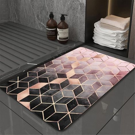 Tapis de Bain en diatomite antidérapant Absorbant Boho Imprimer Tapis de Sol à séchage Rapide Tapis de Coussin imperméable pour Salle de Bain (1/4)
