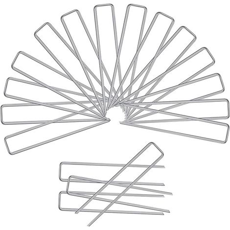 Piquets De Fixation - Acier Galvanisé À Chaud 3x150x25 mm - Pour Bâche Anti-Mauvaises Herbes Paysagisme Gazon Artificiel - Lot De 18