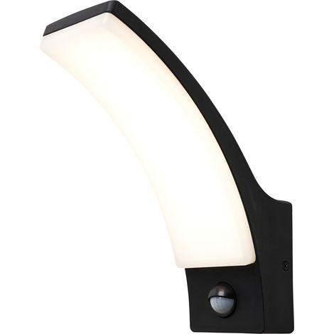 Litecraft Bengle Wall Light Outdoor Curve 12W LED With PIR Motion Sensor - Black (1/5)