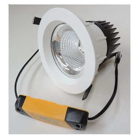 Plafonnier encastré LED 22W Ø 140mm COB blanc naturel 4000K 1700lm avec driver 230V downlight 50° IP20