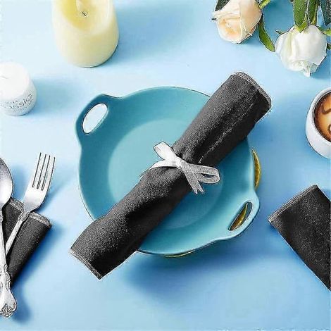 Sacs de rangement pour argent, chiffon de rangement en feutre pour couverts, organisateur anti-ternissement, pochettes de protection pour argent, lot de 6 - FO