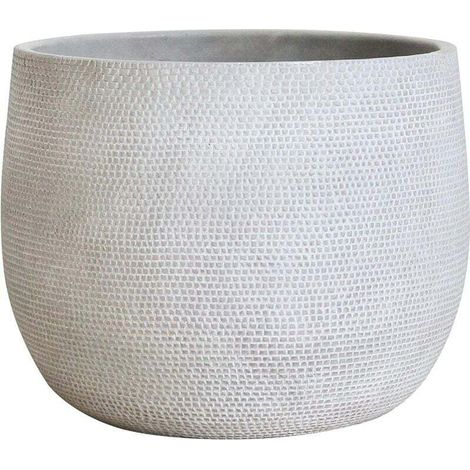 Grande jardinière en céramique 25 cm - gris écru - XL Jardinière intérieur et extérieur