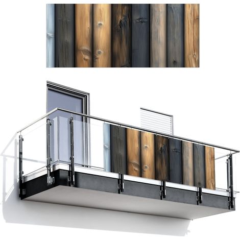 BRISE-VUE POUR BALCON Bois - Planches - Mixte 300x120 cm