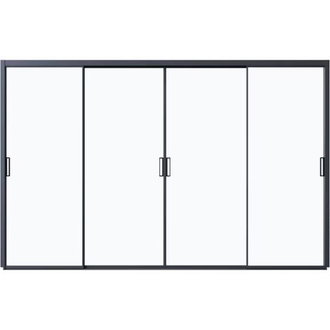 Ombrea – Paroi coulissante en verre 4M – Aluminium et verre trempé – Dimensions 370,5 x 233,5 cm – Installation simple sur pergolas (1/5)