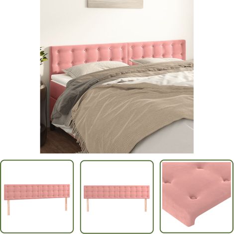 The Living Store Têtes de lit 2 pcs Rose 100x5x78/88 cm Velours - Tête De Lit - Têtes De Lit - Tête De Lit Rembourrée - Tête De Lit Chambre À Coucher - Lit Double (1/5)