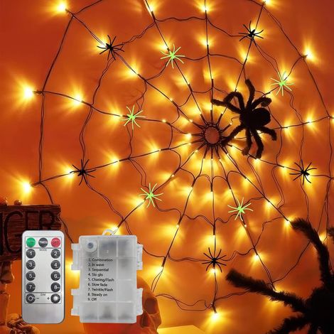 Guirlande LED Halloween Fantôme Décoration Fête Citrouille Lumière Ambiance Orange Violet Toile Araignée Lanterne Sucrée (1/5)