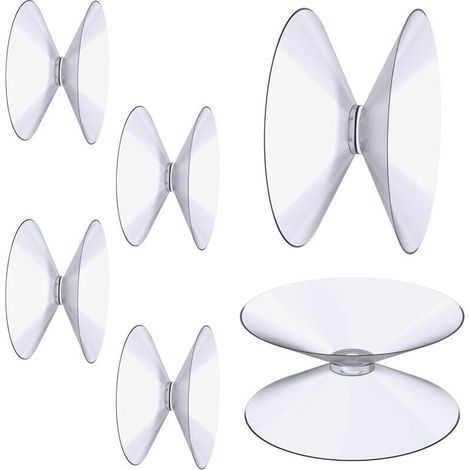 Ventose bifacciali, 6 pezzi, 4 cm, ventose trasparenti, ventose isolanti in PVC extra resistenti per appendere tende, specchi da tavolo in vetro e specchi da bagno.