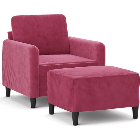 Maison Exclusive - Sessel mit Hocker Weinrot 60 cm Samt (1/5)