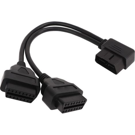 OBD2 1 auf 2 Y-Splitter, 16-poliges Verlängerungskabel, Kfz-Diagnose-Verlängerungskabeladapter, geeignet für 12V 24V OBDII-Anschluss.