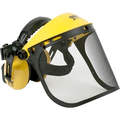 Casque De Protection Auditif Et Facial - Visière Grillagée Intégrée - Ajustement Unique - Pour Tronçonneuse Débroussailleuse Jardinage - 1 Pièce (1/3)