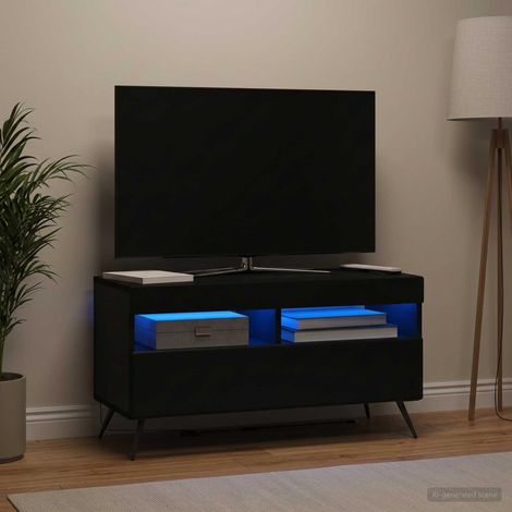 vidaXL Meuble TV LED Noir Bois d'ingénierie (1/5)