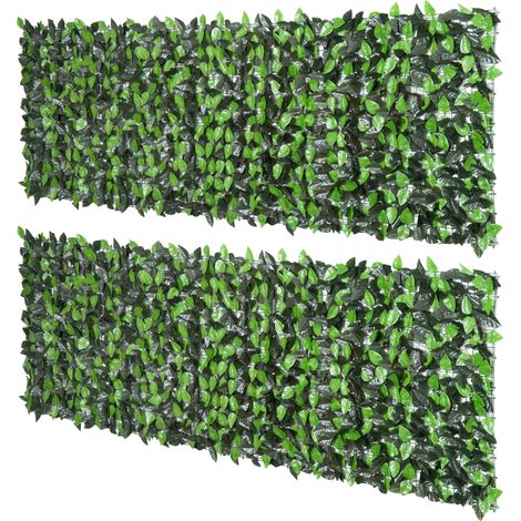 Haie artificielle - Outsunny - PE - 300x100cm - Vert clair, Vert foncé (1/5)