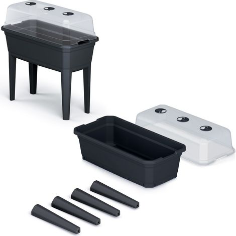 Jardinera alta con cubierta Prosperplast Respana Ecoline de plastico en color antracita 74,9 (largo) x 36,8 (ancho) x 77,7 (alto) cm (1/5)