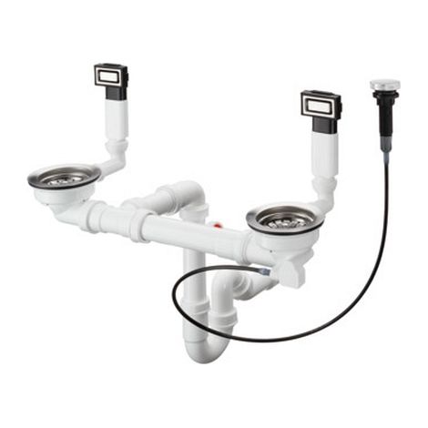Hansgrohe - Automatische Ab- und Überlaufgarnitur für Doppelbecken, Edelstahl 43932800