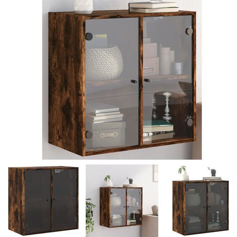 The Living Store Wandschrank mit Glastüren Räuchereiche 68x37x68,5 cm - Aufbewahrungsschränke & Schließfächer (1/5)