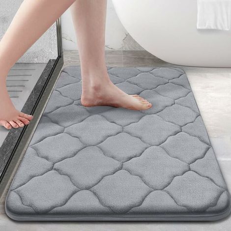 Tapis de bain en mousse à mémoire de forme 61 x 40,6 cm, ultra doux, antidérapant et absorbant, lavable en machine, séchage en machine, confortable et épais pour sol de salle de bain, baignoire et dou (1/5)