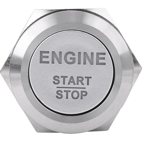 12V-Startknopf für Automotoren mit weißer LED, Start/Stopp-Schalter aus silberfarbenem Edelstahl (1/5)