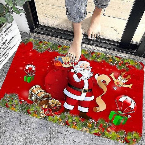 Tapis de porte d'intérieur antidérapant de Noël, tapis de bain festif pour la chambre et l'entrée, décoration intérieure (1/4)