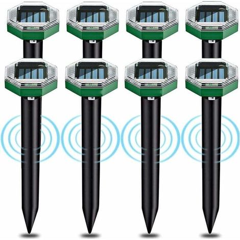 Tigrezy 8 pezzi Repellente per talpe a ultrasuoni solare, repellente per talpe a ultrasuoni solare con IP65 impermeabile, adatto per giardini, patii e prati per respingere le talpe