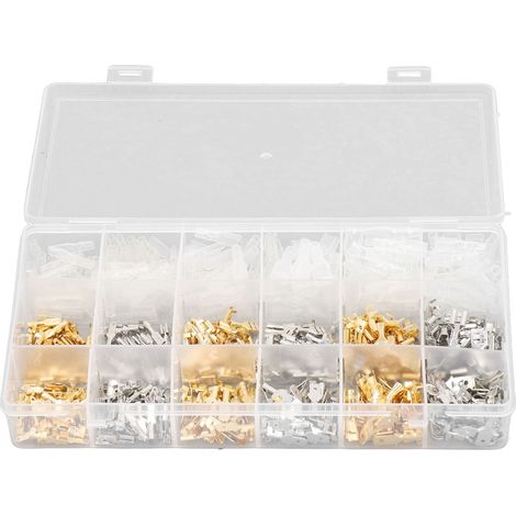 Lot de 540 connecteurs électriques à cosse mâle femelle, embouts à sertir avec gaine isolante, 2,8 4,8 6,3 mm, kit de cosses plates pour câblage automobile (1/5)