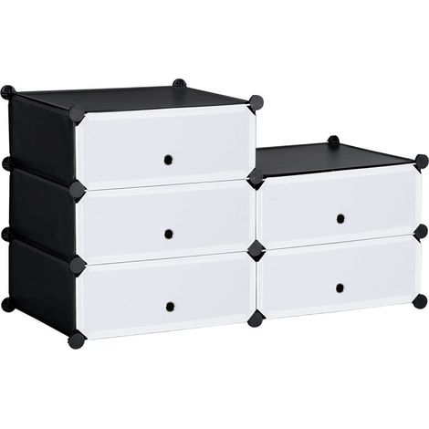 Cabinet to shoes modulable range shoes furniture of storage with 6 cubes rectangular stackable in plastic capacity 12 pair 49 x 36,5 x 108 cm white (1/5)