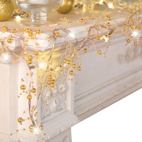Guirlande Lumineuse Perles Faux Perles - 20 LED - Alimentation Piles - Étanche IP44 - Intérieur Extérieur - Pour Mariage Fête Noël Décoration Maison (1/5)
