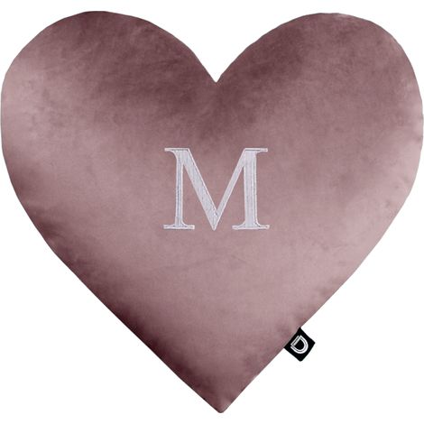 Oreiller en velours VE2258 cœur rose poudré