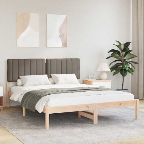 Estructura de Cama con Cabecera Tapizada Taupé 160 x 200 cm