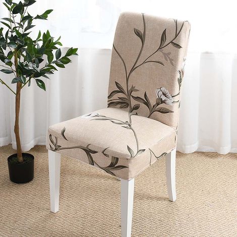 Coprisedie Con Schienale Antimacchia,Vestisedia Elasticizzato Con Stampa  Rampicante Beige - 2 Pezzi (1/3)