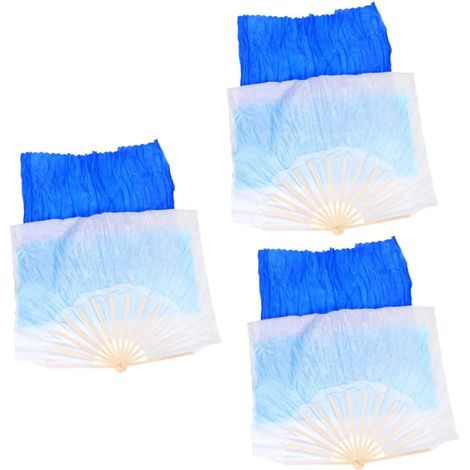 Leicht 3stücke Verlängerte Bauch-tanzfächer Mit Seiden-veil Farbverlauf Gradient-fans Für (1/5)