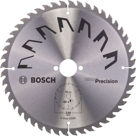 Bosch 1x Hoja de Sierra Circular Precison (para Madera, Ø 230 x 2.5/1.5 x 30 mm, 48 Dientes, ATB, Accesorios Sierras Circulares) (1/5)
