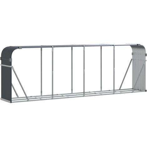 Porte-bûches Portant de bois de chauffage anthracite 300x45x100 cm acier galvanisé CFW99330 (1/5)