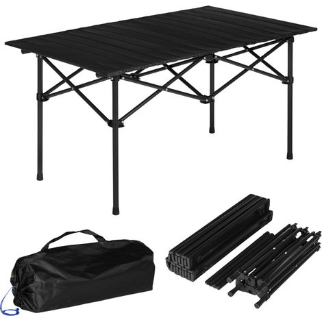 Mesa plegable de camping de 95x55 cm con bolsa de transporte, color negro.